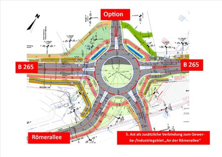 Planungen für den Bau des Kreisverkehrs im Bereich Römerallee/ B 265