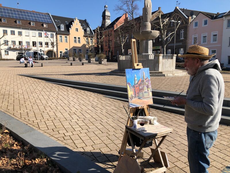 210302 Maler Gus Breuer auf dem Zülpicher Marktplat