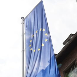 EU-Flagge vor einem älteren Gebäude